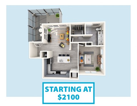 A diagram of a house layout with the text "STARTING AT $2100" below it.